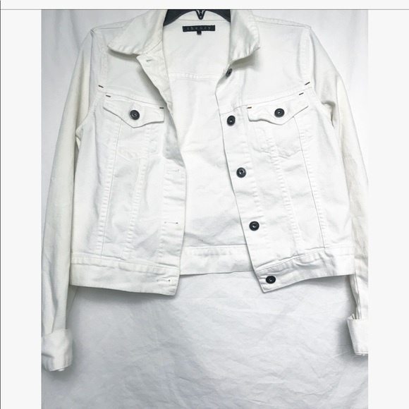 Theory White Jean Jacket Size M 